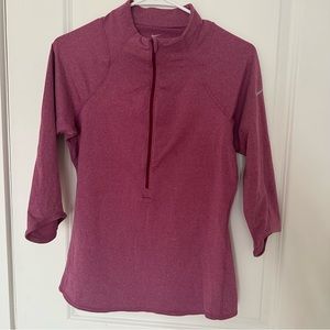 Nike Dri-fit Women’s baseline half-zip tennis top 3/4 sleeve pink/ purple